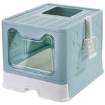 Suhaco Foldable Cat Litter Box with Lid Large Top Entry Anti-Splashing Kitten Litter Boxes with Cat Litter Scoop Enclosed Drawer Type Kitty Litter Box Easy Clean Cat Litter Pan for Cats (New Green)