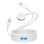 Qzvoo Apple Watch Charger Usb C For Iphone&Watch, Upgraded 2 In 1 Usb C Charger, Iwatch Magnetic Fast Charging Cable 6Ft For Apple Watch Series Ultra 9/8/7 & Iphone 14/13/12 - White