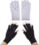 Fingerless UV Light Gloves for Gel Manicures, Sun Protection (2 Colors, 2 Pairs)