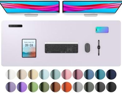 Aothia Large PU Leather Desk Pad Protector – Non-Slip Mouse Pad & Writing Mat for Office/Home, Waterproof, Easy to Clean (48" x 17", Soft Lavender)