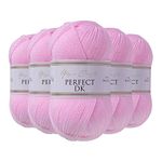 Utopia Crafts DK Double Knitting Yarn, 5X 100g (Baby Pink)