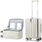 Hanke 20 Inch Carry On Luggage with Wheels PC Hard Shell Suitcase Top Opening Aluminum Frame Travel Luggage Suitcases for Woman Men Gifts.(Ivory White)