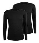 Comfneat Men's 2-Pack Thermal Long Sleeve Undershirt Waffle Knit Soft Comfy Crew Neck Underwear Top (Black 2-Pack, M)