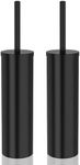 DOWRY Toilet Brush and Holder for Bathroom Storage Organization Deep Cleaning Covered Brush Cleaner Black Toilet Brush with 2 Brush Holders,Black Round 2PCS