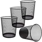 Tebery 4 Pack Mesh Waste Paper Bin, 12 Litres Metal Mesh Wastebasket, Mesh Trash Can Rubbish Bin, Waste Basket Garbage Can for Bathrooms, Kitchens, Home Offices, Dorm Rooms (Black)