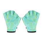 PATIKIL Webbed Swim Gloves, Swimming Aquatic Gloves Printing Water Resistance Training Accessories for Swimming and Diving, S, Light Green