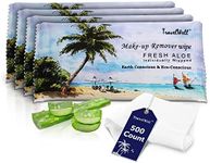 Travel Well Makeup Remover Wipes Bulk, Individually Wrapped Natural Fresh Aloe Travel Packs Elderly Bathing Cleansing Wipes - 500 Count per Package | Travel Size Toiletries | Hotel Toiletries Bulk Set