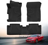 Floor Mats Compatible with Honda Civic Sedan 2012 2013 2014 2015, All Weather Custom Fit Floor Liners Full Set Include 1st and 2nd Row, TPE Automotive Floor Mats Black (4 Doors)