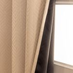 HOMEMONDE 100% True Blackout Curtains 8 Feet Long - Pack of 2 Curtains, Embossed Panels Light Block Thermal Insulated & Noise Reducing Room Darkening Curtains (Beige, 96Inch)