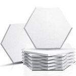 Sonic Acoustics 12 Pack Hexagon Acoustic Panels, 14" X 12" X 0.4" High Density Sound Absorbing Panels Sound Proof Insulation Beveled Edge Studio Treatment Tiles (White)