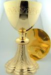 Grape and Wheat Church Chapel Gold Gild Priest Chalice and Paten Pastor Gift 8 Inch Tall