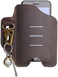 VIPERADE PJ20 Phone Holster, Universal Leather Phone Holster with Key Holder, Large Cell Phone Holster with Belt Loop, Leather Belt Phone Holster for Men (Brown)