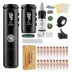 Dragonhawk A1 Pro Tattoo Kit Coreless Complete Pro Tattoo Gun Pen Machine 4.0mm Stroke Length 2pcs 2000mAh Battery & 20 Tattoo Cartridges Needles for Beginners