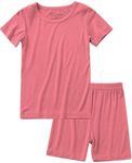 Jimonda Baby Boys Girls Pajama Sets Toddler Sleepwear Cool Jammies 2pcs Viscose from Bamboo PJs Short Sleeved 18M-8Y(Rose Red-3T)