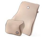 GiGi G-1107/1110 100% Pure Memory Foam and Ergonomic Design Car Seat Neck Rest Cushion and Back Rest Cushion Head Rest Pillow for Cervical Pain Relief (Beige)