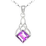 Alexander Castle Solid 925 Sterling Silver & Amethyst Celtic Pendant Necklace for Women - Amethyst Necklace with 18" Silver Chain & Jewellery Gift Box - 22mm x 12mm