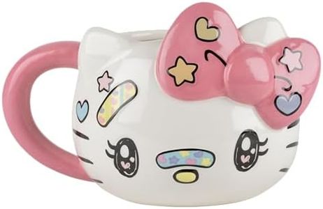 Konix Hello Kitty Mug 3D - Tasse en céramique - 500 ml - Motif Kawaii - Blanc et rose