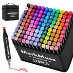 MarkMuse 120 Colors Alcohol Markers Set, Double Tipped Art Marker, Permanent Alcohol Based Sketch Pens for Artist Adults Coloring Illustrations With Organizing Case, Pad