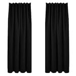 Deconovo Curtains 84 Inch Drop Blackout Curtains Super Soft Window Treartment Thermal Insulated Pencil Pleat Energy Saving Window Curtains for Bedroom 52 x 84 Inch Drop Black 2 Panels