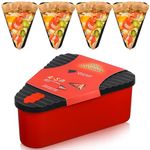 HEMOTON Pizza Leftover Storage Container, Reusable Pizza Storage Container with 4 Microwavable Serving Trays, Reusable Pizza Slicone Container (Black & Red)