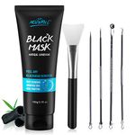 Peel Off Blackhead Removal Mask, Blackhead Mask, Facial Cleansing Mask, Remove Acne Blackheads, Natural Charcoal for Purifying, with Blackhead Remover Extractor Tools Kit & Mask Brush