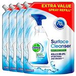 Dettol Surface Cleaner Pouch Refill, Multipack of 4 X 1.2L, Total 4.8L, Antibacterial Disinfectant Surface Cleaning Spray, Disinfectant Floor Cleaner, Household Cleaners