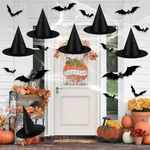 Tmflexe 6 Pcs Halloween Witch Hats Costume Party Decoration Cosplay with 3D Bats Sticker 199 Feet Hanging Rope