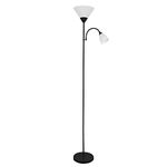 Modern Gloss Black 2 Way Mother/Father Parent & Child Uplighter and Spotlight Design Floor Lamp