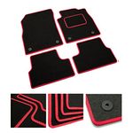 DB Bespoke - Tailored Car Mats - Compatible with Mercedes A Class 2012-2018 - Black Carpet - Non-Slip Carpet Mat - 4 pc Complete Car Floor Mats with No clips - Black with Red Trim