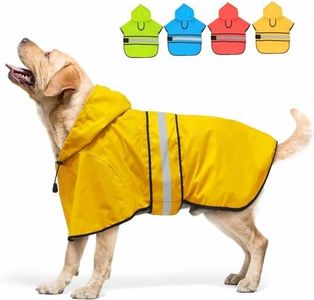 Candofly Dog Raincoat Hooded Poncho - Adjustable Waterproof Dog Rain Jacket Lightweight Reflective Dog Rain Coat Pet Slicker for Small Medium Large Dogs (Large, Yellow)