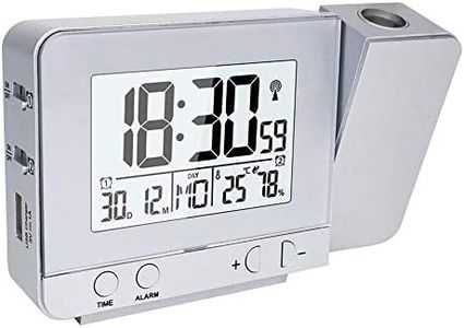 Queta Projection Alarm Clock, Digital Clock with Time, Temperature Projection with Dual Alarm, Humidity, Snooze, Timer, Calendar, USB Port (Silver Colour)