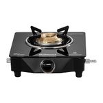 Sunflame Single Burner Glass Top Gas Stove | 1 Jumbo Brass Burner | 2-Years Product Coverage | Manual Ignition | Ergonomic Knobs | Toughened Glass Top | Easy to Clean | PAN India Presence | Black