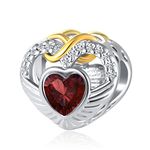 GMXLin January Birthstone Heart Charm Gold Plated Infinity Angel Wing Bead for Women Mom Mother Sister Bracelets Birthday Gift