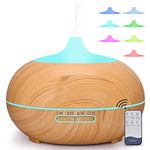 550ml Essential Oil Diffuser, Winkwinky Aroma Room Diffusers for Aromatherapy, Electric Air Diffuser Humidifier with Adjustable Mist Mode, 7 Led Lights, 4 Time Settings for Home/Bedroom/Yoga/Office