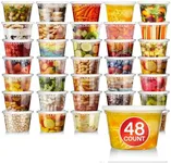 Stock Your Home 16oz Plastic Deli Containers with Lids (48 Pack), Disposable Plastic Food Storage Containers with Lids, Reusable Freezer Containers, To Go Soup Containers with Lids, Microwave Safe