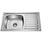 CROCODILE® 304 Grade Stainless Steel Single Bowl Kitchen Sink with Drainboard HI Gloss Finish (37" x 18.5" x 8", Glossy)