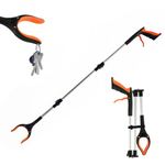 HASTHIP® 42.9'' Magnetic Grabber Reacher Tool Easy Squeeze Trigger Design Magnetic Grabber Foldable Pickup Tools for Litter Pick Up, Grabber Claw Pick Up Tool Assistaive Device for Elderly