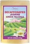 TeeLux Decaf Jasmine Green Tea Bags, Decaffeinated Jasmine Scented Green Tea, Pleasant Aroma & Smooth Taste, 100 Count