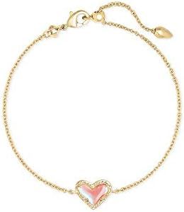 Kendra Scott Ari Heart Link Chain Bracelet for Women, Fashion Jewelry, One Size, Brass Metal, Amethyst