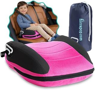 hiccapop UberBoost Inflatable Booster Car Seat | Blow up Narrow Backless Booster Car Seat for Travel | Portable Booster Seat for Toddlers, Kids, Child | Pink/Black