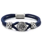 Mens Women Two-Row Blue Nautical Marine Yacht Rope Bracelet with Steel Anchor Charm(CA)