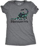 Womens Mamasaurus Dinosaur Mom T Shirt Mothers Day Funny Cool Graphic (Dark Heather Grey) - XL