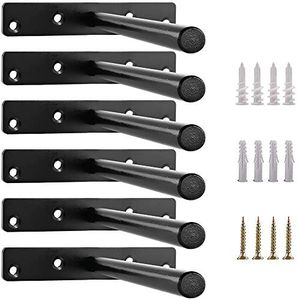 MLOQI Floating Shelf Brackets 6 Inches Heavy Duty Blind Shelf Supports, Solid Steel Hidden Brackets for Concealed Wood Shelves, Invisible Wall Shelf Brackets with Hardware Needed (6pcs)