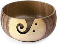 Little World Yarn Bowl - Wooden Yarn Bowls for Crocheting with Holes, Preventing Slipping and Tangles, Handmade Craft Knitting Bowl Mothers Day Gift for Knitting Lovers (Coconut)