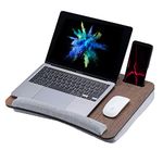 Vigo Wood Lap Laptop Desk - Portable Lap Tray with Cushion, Soft Pillow Bed Couch Desk for Home Office Portable Lightweight Soft Wristpad, Fits up to 15.6 inch Laptop Tablet and Phone Holder