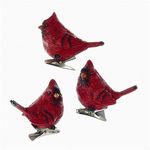 Kurt Adler CARDINAL WITH CLIP ORNAMENT - 3 ASSORTED