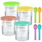 Pitmoly Ice Cream Pints Cup 4 Pcs, 24oz Creami Ice Cream Containers with Lids, Compatible with NC500, NC501 Series Ice Cream Maker, Dishwasher Safe Leak Proof