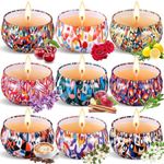 Purpledi Scented Candle Set Flowers Aroma Candles 9 Piece Gift Set, Scented Candle Set