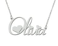 Stainless Steel Silver Olivia Name Necklace Love Heart Charm Necklace Best Friends Mother Day Jewelry