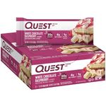 Quest Nutrition White Chocolate Raspberry Flavoured Protein Bar, High Protein, Gluten Free, Keto Friendly, Black, 12 Count (Pack of 1)